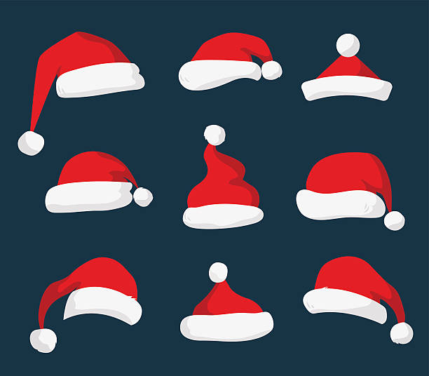 Santa Claus red hat vector isolated Santa Claus red hat silhouette. Santa hat, Santa red hat isolated on background. Santa hat. New Year 2016 santa red hat . Santa head hat vector. Santa Christmas hat decoration. Santa face hat vector hat stock illustrations