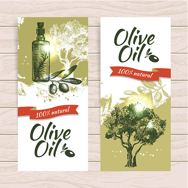 ilustrações, clipart, desenhos animados e ícones de conjunto de banner de vintage fundo com splash de oliva - tempera painting paint art bottle