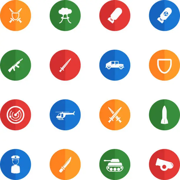 Vector illustration of Military simply icons