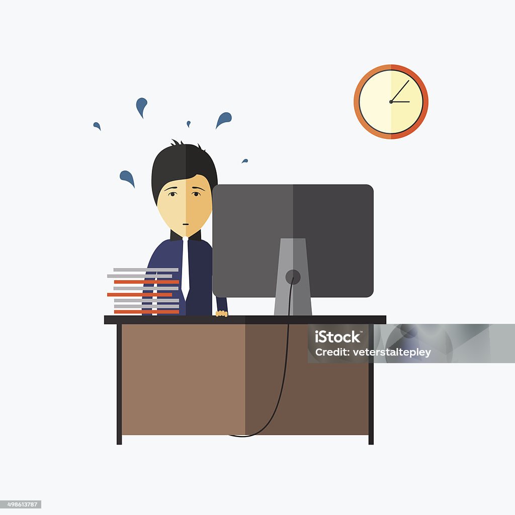 Stress at work Stress on hard work. Tired, frustrated people in the workplace. Deadline. Adult stock vector