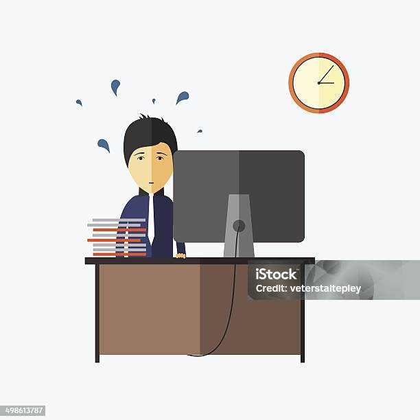 Stress At Work Stock Illustration - Download Image Now - Adult, Business, Businessman