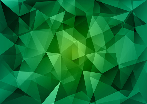 Triangles background. Green vector abstract pattern.