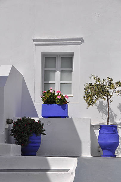 istock classic greek style architecture, white and blue 498614227