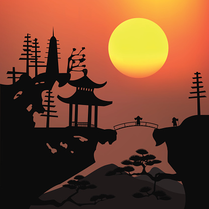 Vector illustration of Asian landscape