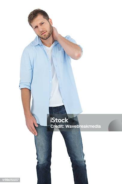 Attractive Model Having A Sore Neck Stock Photo - Download Image Now - 20-29 Years, Adult, Adults Only