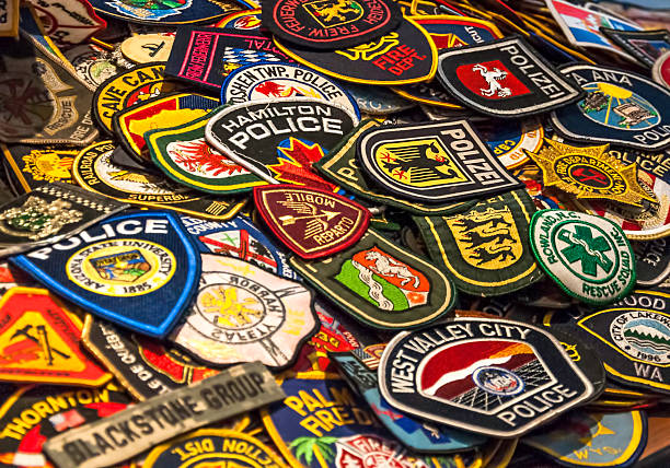 patch di hero - badge blue crime law foto e immagini stock