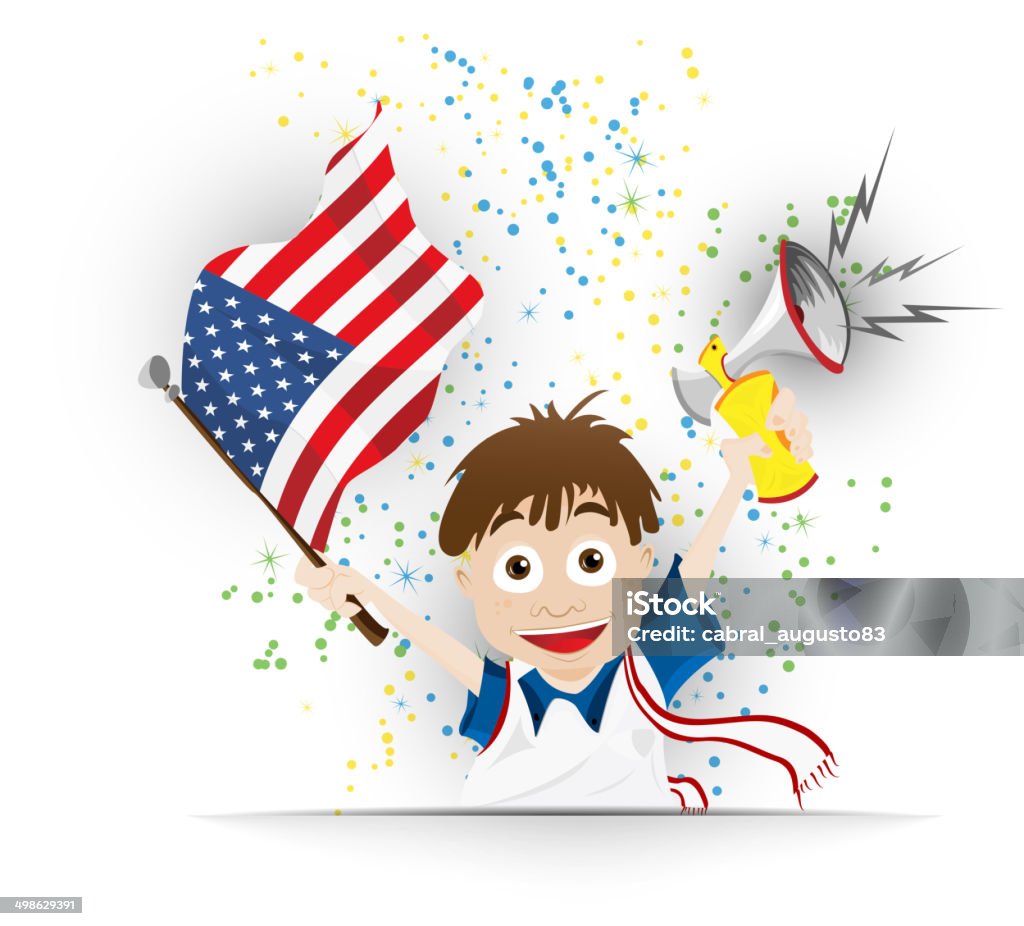 USA Soccer Fan Flag Cartoon United States of America USA Flac Icon Button American Culture stock vector