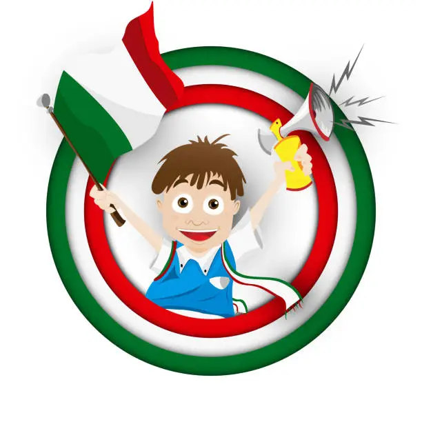 Vector illustration of Italy Soccer Fan Flag Cartoon