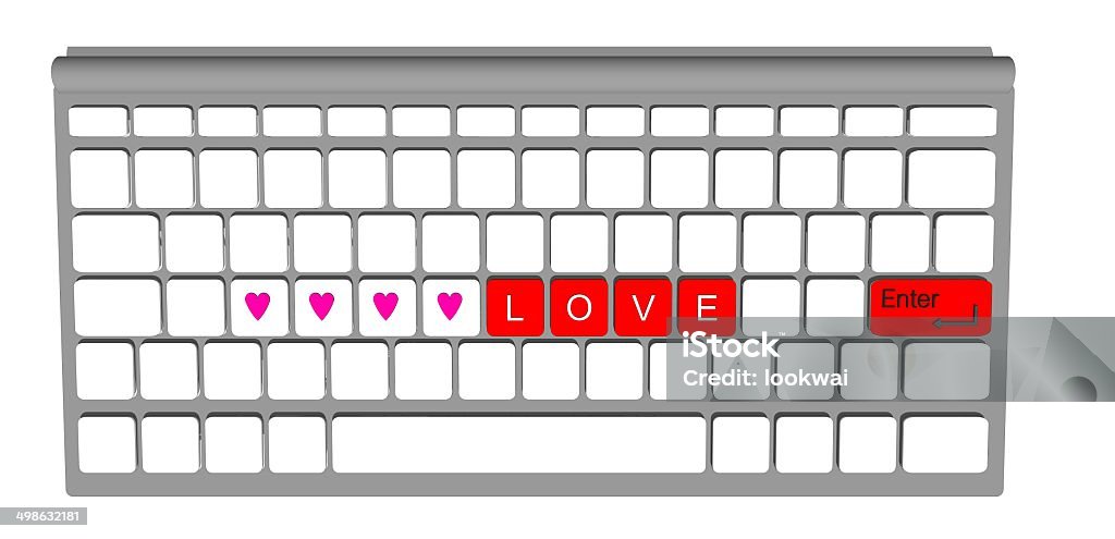 Amore di etichetta sulla tastiera del computer moderno - Foto stock royalty-free di Alfabeto