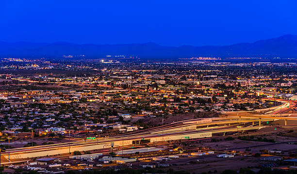 istock Evening Shot Tucson Arizona panoramic skyline and Interstate 10 498634049