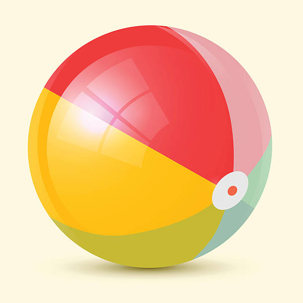 bunte vektor strandball illustrationen - beach ball toy inflatable red stock-grafiken, -clipart, -cartoons und -symbole
