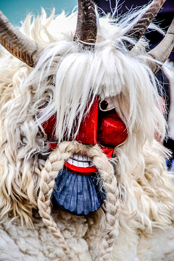 Wooden mask from Southern Hungary. Used for the annual Busójárás which occurs in late winter in the town of Mohacs.