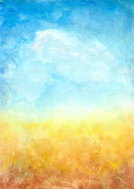 Abstract Landscape Background Watercolor an abstract background, my own artwork. wheat backgrounds stock illustrations