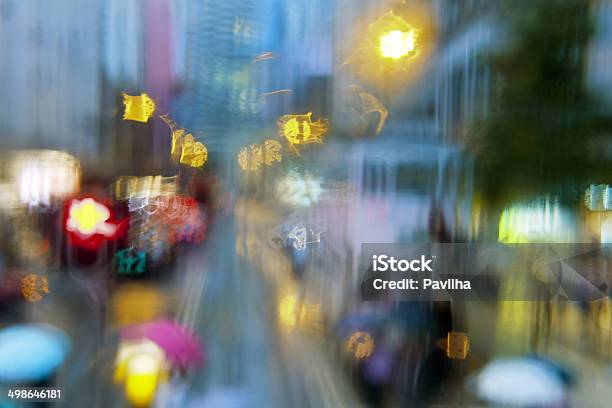 Street Under The Rain Hong Kong China Stock Photo - Download Image Now - Apartment, Architecture, Asia