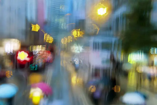 Street Under the Rain, Hong Kong, Asia.