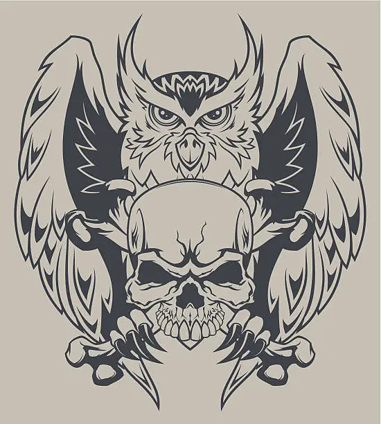 Vector illustration of Owl with crossbones