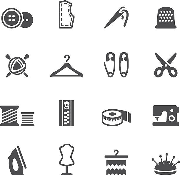 soulico icons-nähen - thread spool sewing item white background stock-grafiken, -clipart, -cartoons und -symbole