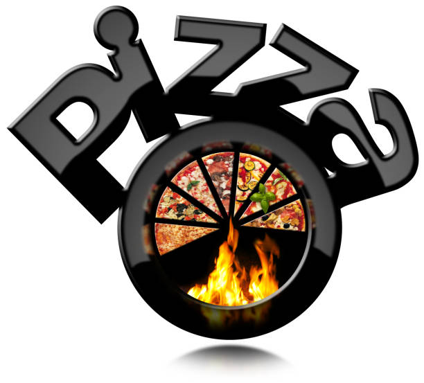 Black Symbol of Pizza with Flames