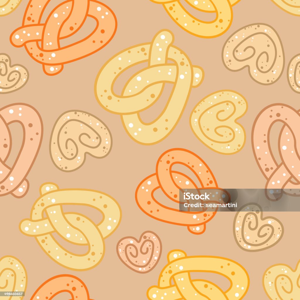 Love knots or pretzels seamless pattern Seamless vector background pattern of entwined love knots or pretzels in heart shapes scattered in random orientation Backgrounds stock vector