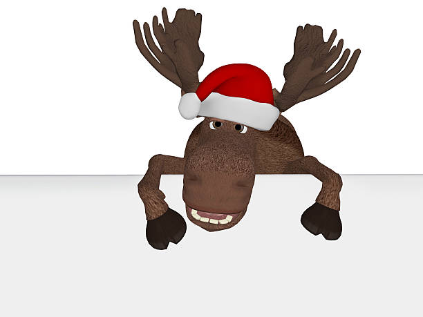 istock Christmas cartoon Moose with a blank board 498651182