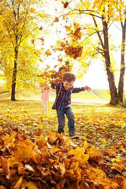 automne fun - screaming little boys child human teeth photos et images de collection