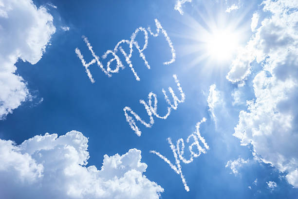 istock Happy New Year written on a beautiful sky 498651802