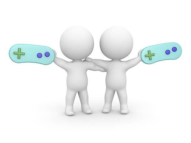 istock Video Games Concept - 3D Man Showing Gamepad 498654324