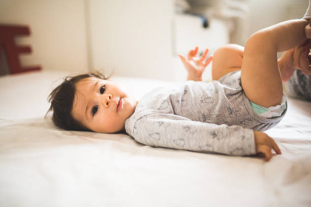 istock Little baby at home 498655140
