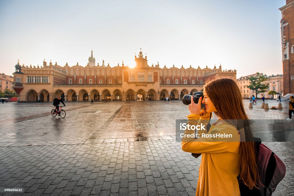 Weibliche Touristen im Zentrum von Krakau - Lizenzfrei Krakau Stock-Foto