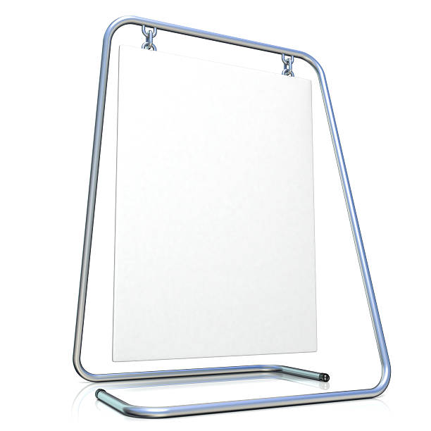 istock Metal advertising stand, with copy space board. Side view 498655736