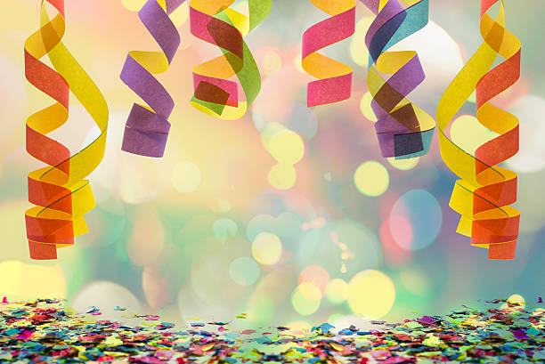 hanging paper streamer and confetti