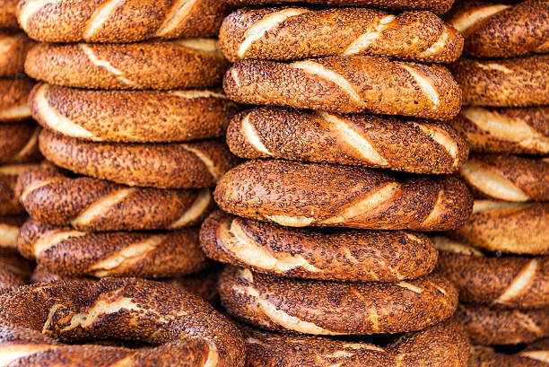 Turkish Bagel Stack of Turkish Bagel. turkish bagel simit stock pictures, royalty-free photos & images