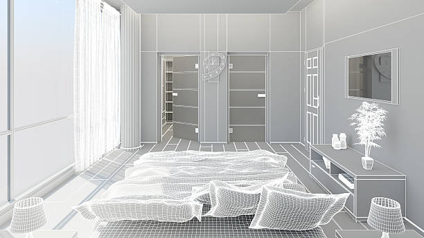 istock 3D Interior rendering of a modern bedroom 498663894