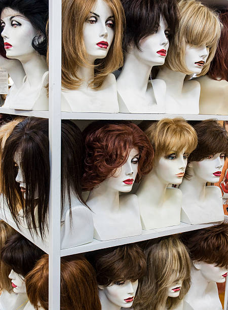 istock Retail Female Wigs Mannequin Heads On Display 498665263