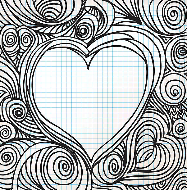 verzierte herzskizze - frame romance ornate valentine card stock-grafiken, -clipart, -cartoons und -symbole