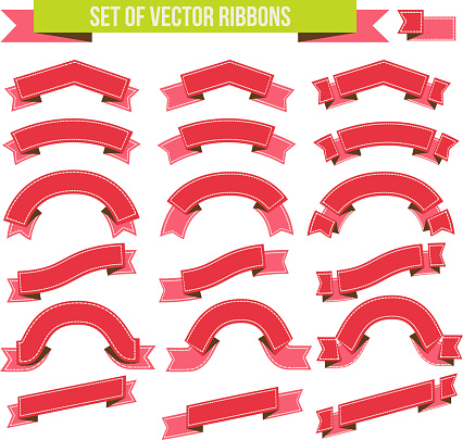 Big Ribbons Back Big Ribbons Set Isolated On White Background Stock Illustration ...