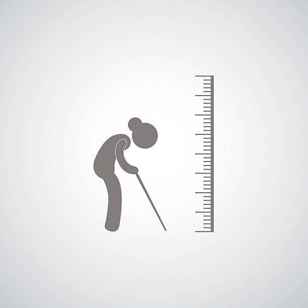 größe symbol für ältere - tall human height women measuring stock-grafiken, -clipart, -cartoons und -symbole