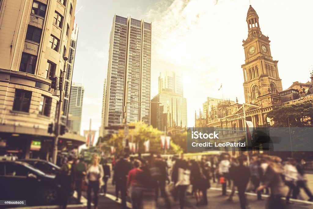 Du centre-ville de Sydney, flou intersection de circulation - Photo de Foule libre de droits