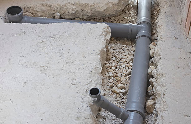 istock gray PVC sewer pipe in a building under construction 498668989