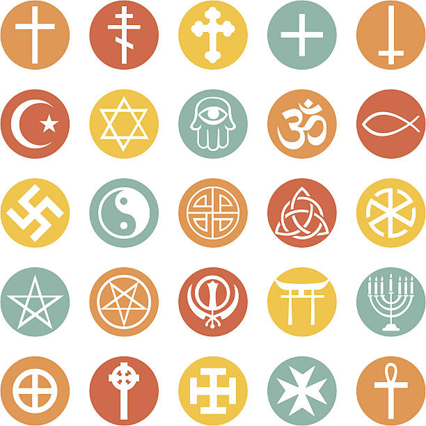 wektor zestaw symboli religijnych - religious icon stock illustrations
