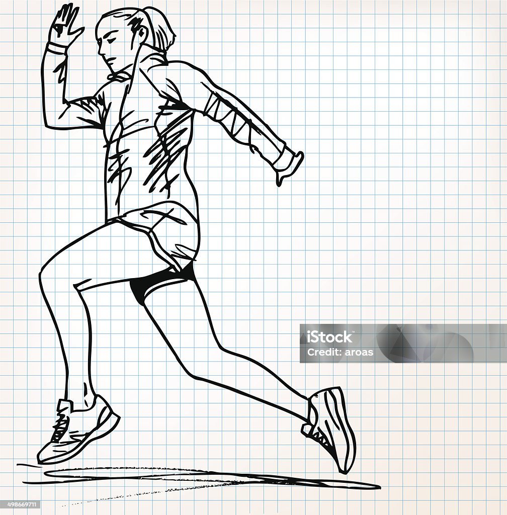 female runner sketch illustration Active Lifestyle stock vector