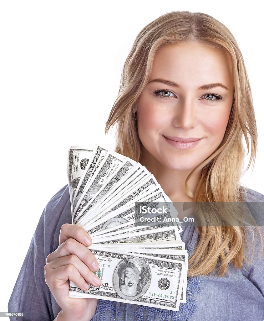 Happy Rich Girl Stock Photo - Download Image Now - Beautiful Woman,  Currency, Holding - iStock