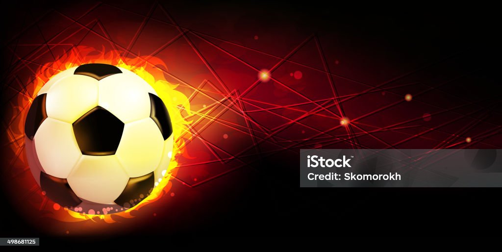 Ball and fire Burning soccer ball on a black background. EPS10. Contains transparent objects Abstract stock vector