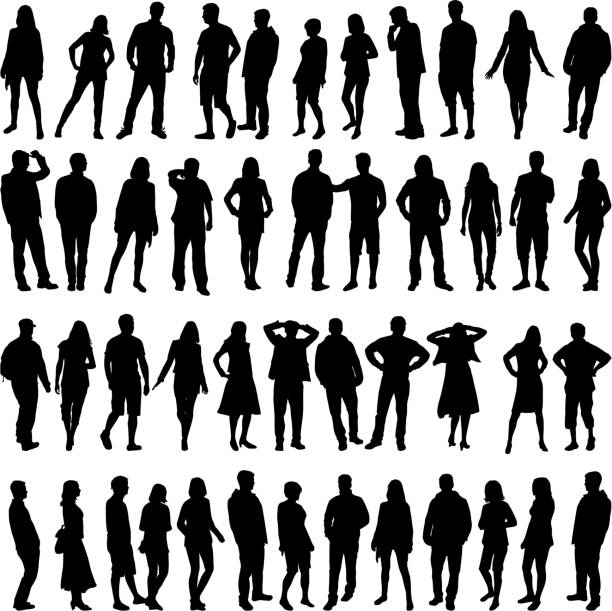 人々の集まり - shadow women people silhouette点のイラスト素材／クリップアート素材／マンガ素材／アイコン素材
