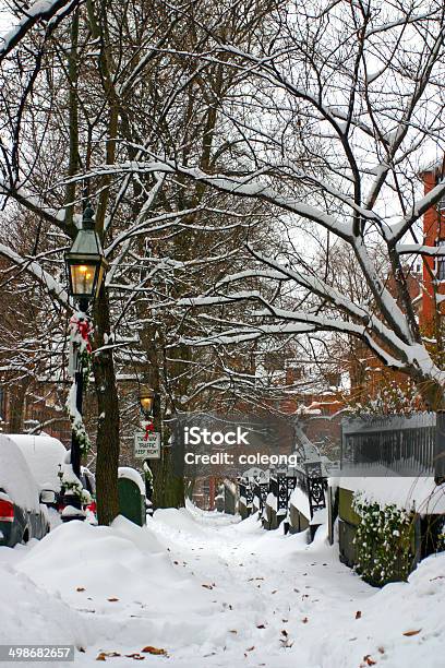 Boston Inverno - Fotografie stock e altre immagini di Acciottolato - Acciottolato, Ambientazione esterna, Architettura