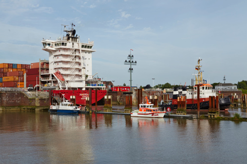 Netherlands, IJmuiden - 20-02-2022: Aerial view of the largest sluice (lock) in the world. For the largest boats and ships a new sea lock in the Noordzeekanaal.