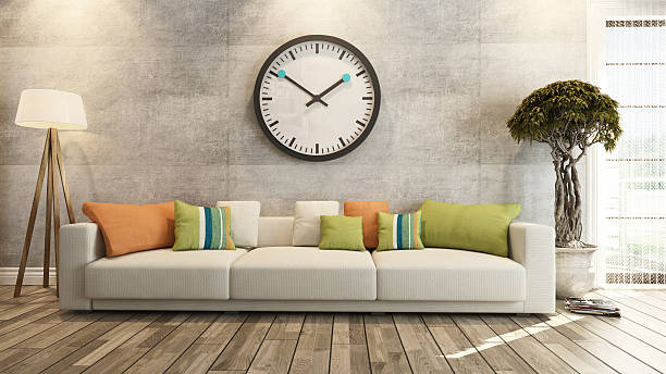 istock living room with big watch on concrete wall 498685056
