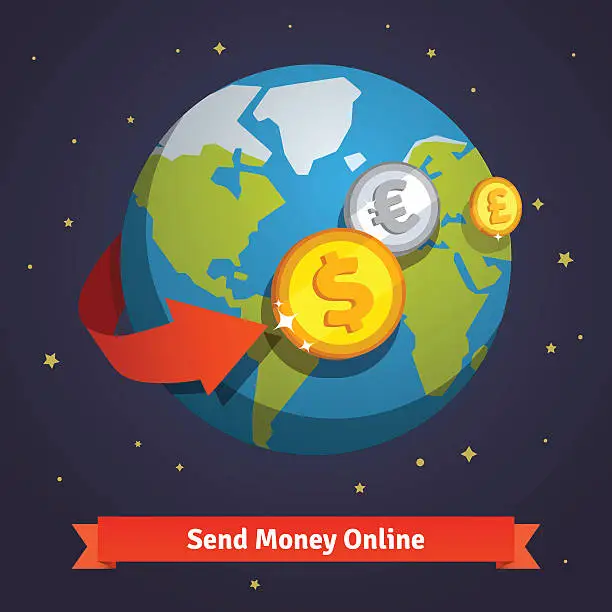 Vector illustration of Send money online concept