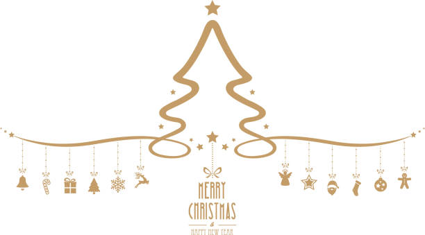 christmas tree hanging decoration elements isolated background - santa hat stock illustrations
