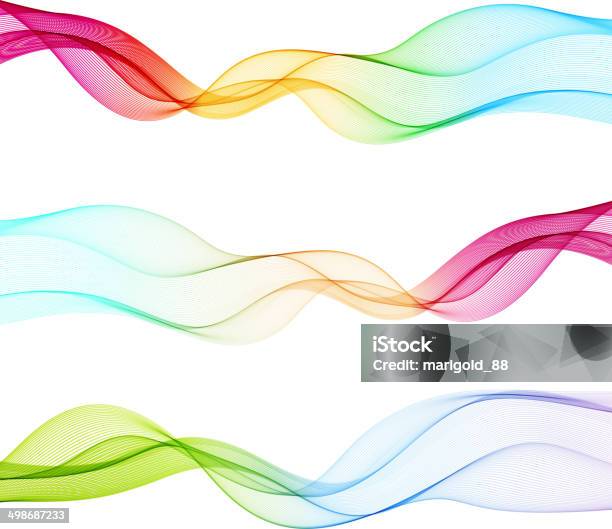 Set Of Vector Color Curve Lines Design Element Stock Illustration - Download Image Now - Multiple Exposure, Transparent, Abstract